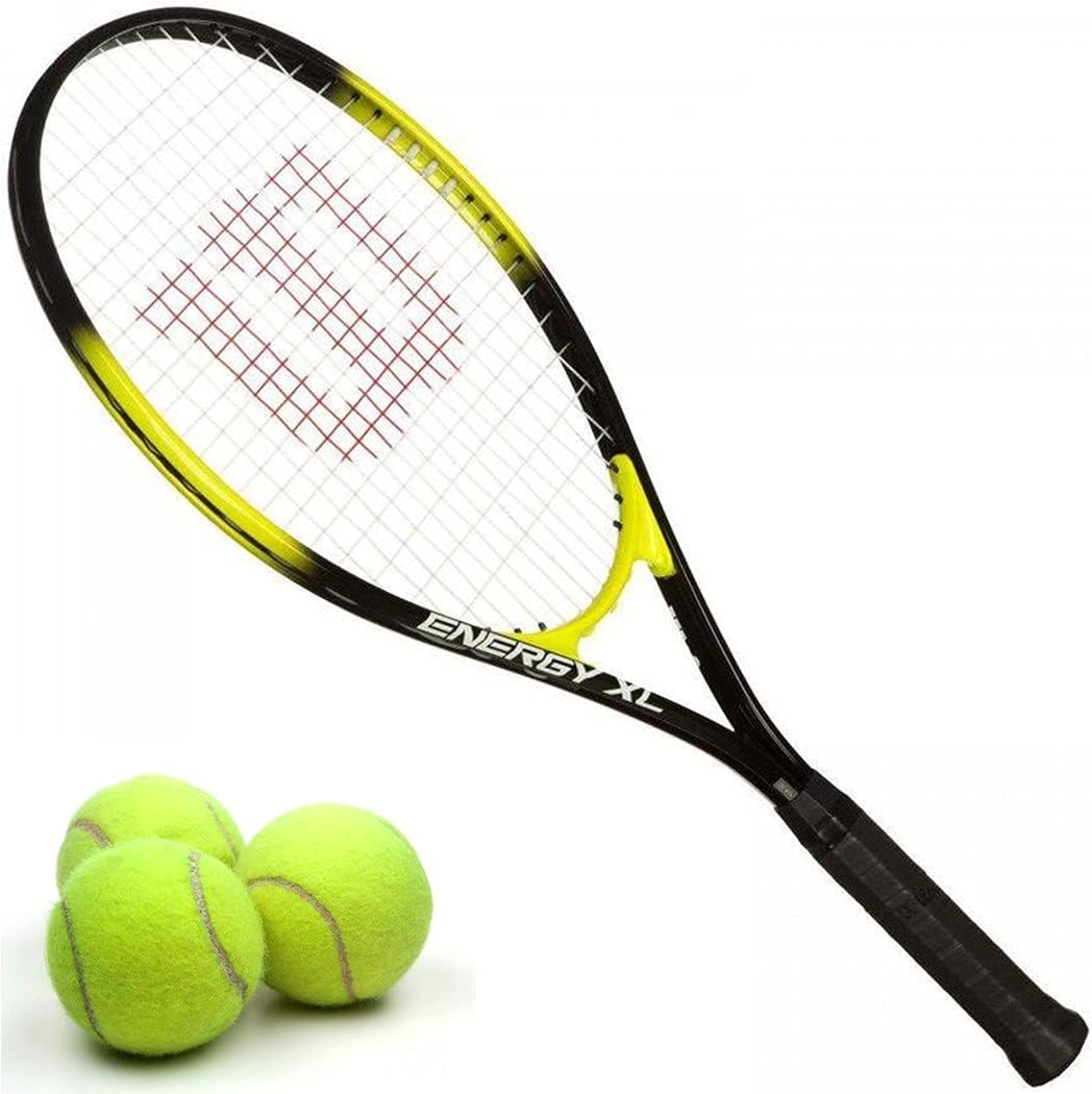 Wilson Energy XL 112 Tennis Racquet and a Can of Tennis Balls - Oversize & Xtra Long - Best Starter Set for New Players