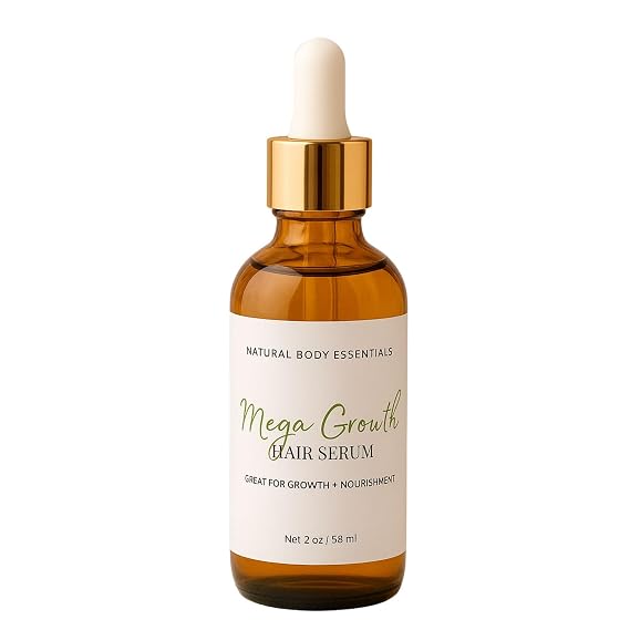 Natural Body Essentials Mega Growth Hair Serum, Nourishing Treatment for Growth, 2 oz