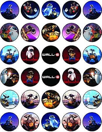 30 Edible Cupcake Toppers with Futuristic Robot Designs | Uncut Wafer Sheet Cake Decorations