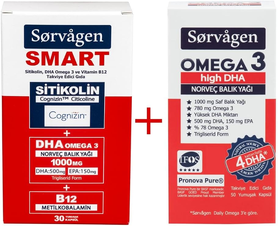 Sorvagen Sİtİkolİn, Dha Omega 3, B12 (30 KapsÜl) + Sorvagen Omega 3 High Dha NorveÇ Balik YaĞi