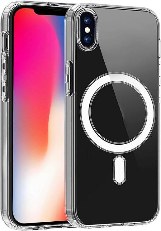 Coverzone İphone XS Max İle Uyumlu Yüksek Kalite Kablosuz Şarj Özellikli Silikon Telefon Kılıfı Şeffaf, Wireless Magsafe ile uyumlu Silikon Kapak Şeffaf