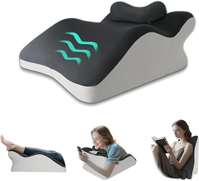 Ergonomic Wedge Prone Pillow,Multi-Functional Memory Foam Bed Pillow,Reading Pillow,Ideal for Bed Breaks,Sitting Up,Back Support,Sleeping,Anti Snoring,Back and Leg Pain Relief