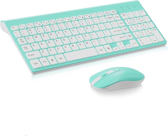 cimetech Wireless Keyboard and Mouse Combo - Blue White