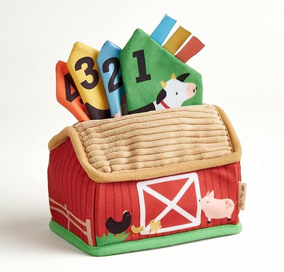 Itzy Ritzy Sensory Put-and-Take Toy with Scarves & Crinkle Barn (Farm)