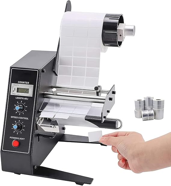 Automatic Label Dispenser Machine 110V/220V Label Stripper Separating Machine, Speed Control 1-8in/s, 0-999999 Auto Counting Function
