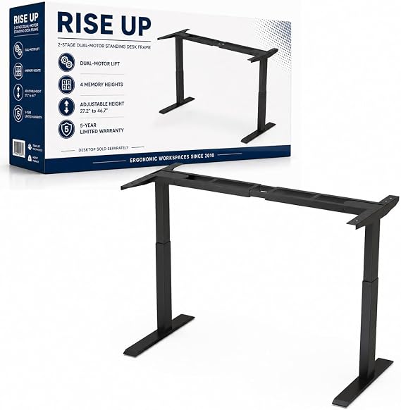 Uncaged Ergonomics Electric Dual Motor Standing Desk Frame 2-Stage (Black)