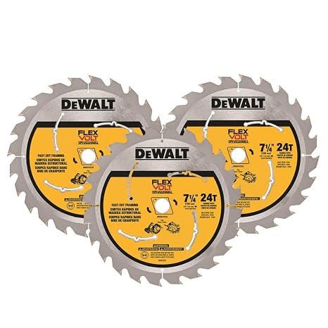 DEWALT Circular Saw Blade, 7 1/4 Inch, 24 Tooth, Framing, 3 Pack (DWAFV37243), Silver