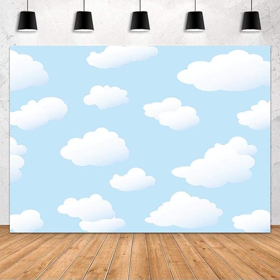 MEHOFOND Blue Sky Backdrop Cloud Cartoon Birthday Party Decoration Backdrop for Boy Kids World Travel Aviator Step and Repeat Dessert Baby Shower Photography Background Banner Studio Photo Props 7x5ft