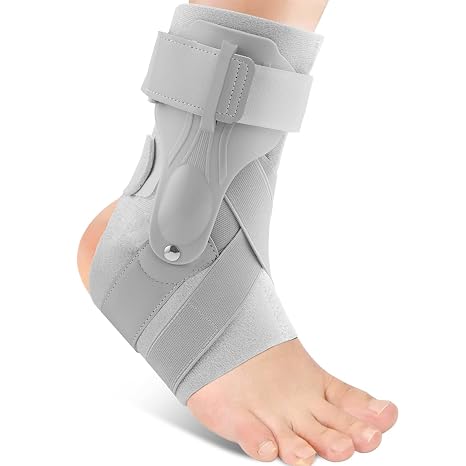 Ankle Brace for Women Men, Adjustable Ankle Braces for Sprained Ankle Pain, Ankle Support Brace Stabilizer for Volleyball Achilles Tendonitis -Grey XL