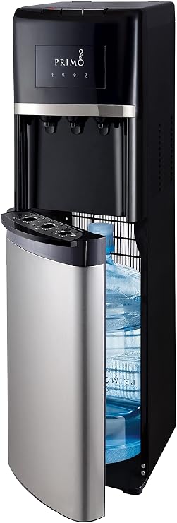 Primo Bottom Loading Water Dispenser, 3 Temp (Hot-Cool-Cold) Water Dispenser for 5 Gallon Bottle w/Child-Resistant Safety Feature [Bright Stainless Door]