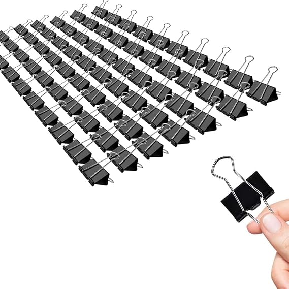 Small Binder Clips, 72 Pack, 3/4 Inch, 0.75 Inch, Standard 19mm, Black, Capacity 0.23 Inch, Metal Fold Clamp, Paper Clips, Office Clips, School & Home Use