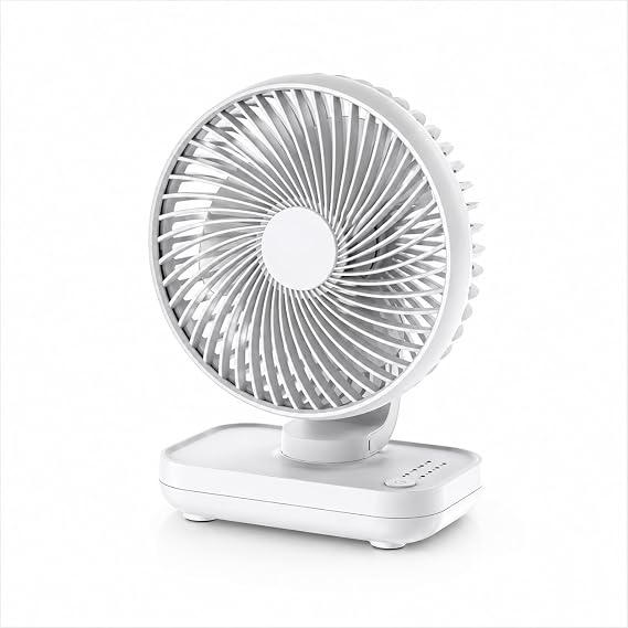 ROBEVE YK Şarjlı Masaüstü Vantilatör USB Type-C – 4 Kademeli Hız, Sessiz Çalışma, Taşınabilir Mini Fan, Uzun Batarya, 90° Ayarlanabilir Başlık, Ofis Ev Kullanım Fan Vantilatör [Enerji Sınıfı A+++]