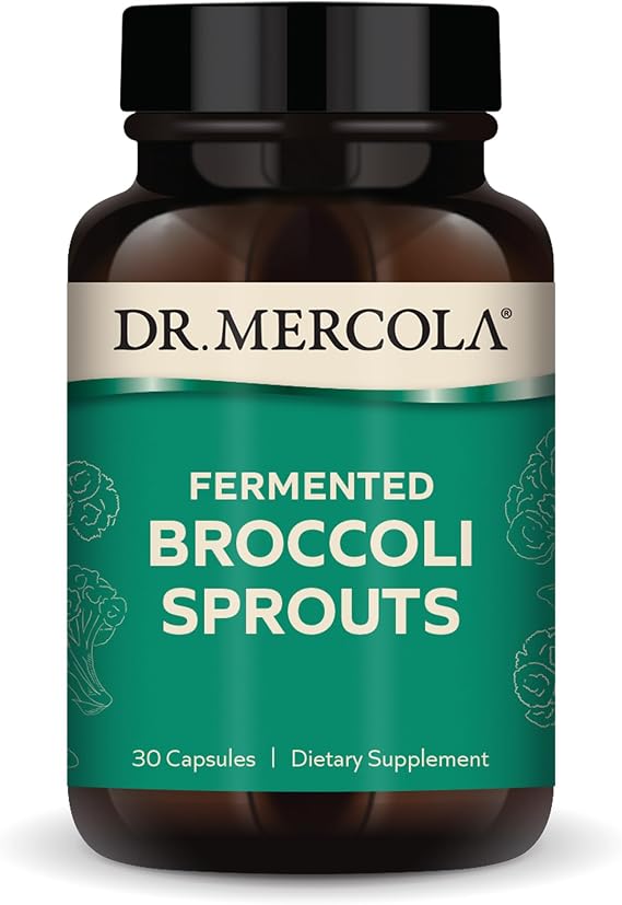 Dr. Mercola Organic Fermented Broccoli Sprouts - Provides Super Antioxidants - Supports Detoxification Processes - Organic Whole Broccoli - Non-GMO, Gluten-Free & Soy-Free - 30 Capsules (30 Servings)