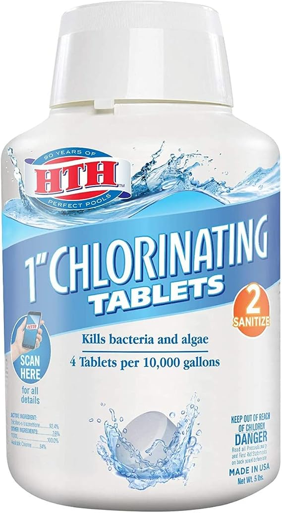 HTH 42031 1" Chlorinating Tablets Swimming Pool Chlorine, 5 lbs