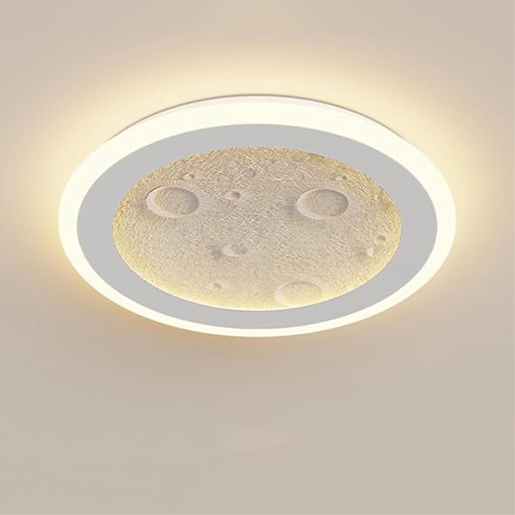 Minimalist Moon LED Ceiling Light, White Round Flush Mount Acrylic Lamp, Small Dimmable Ceiling Light for Corridor, Porch, Bathroom, Bedroom