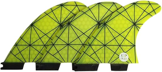 TOPWAYS Fiberglass Reinforced Surfboard 3 Fins Thruster (Double Tabs II G5/G7 Style), Surfboard Tri Fin Thruster Set Choose Color and Size (Yellow, G5)