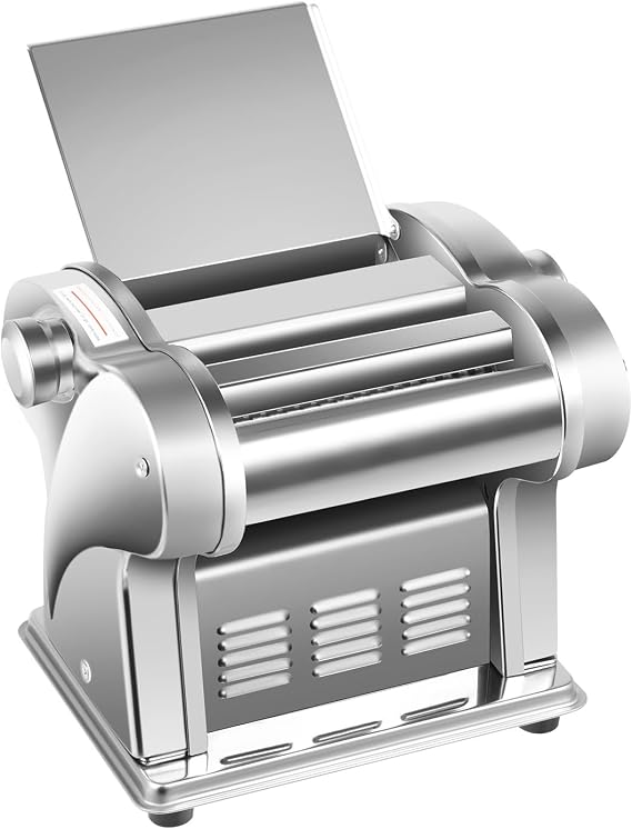 Electric Pasta Maker Machine, 110V 135W Heavy Duty Stainless Steel Automatic Noodle Making Pasta, Dough Spaghetti Roller Noodle Pressing Machine for Breakfast Shops Homes & Hotels