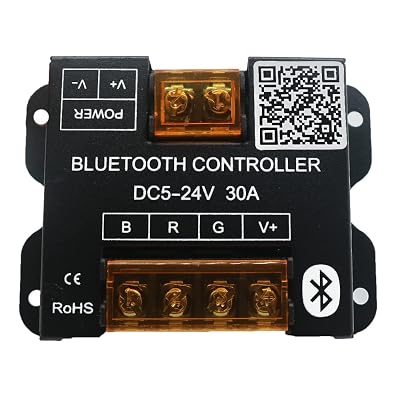 TOPXCDZ Bluetooth 30A LED Controller DC5-24V Smart Dimmer Controller With Timer Function for 5050 3528 RGB LED Light Strip,iOS Android Smartphone App Control