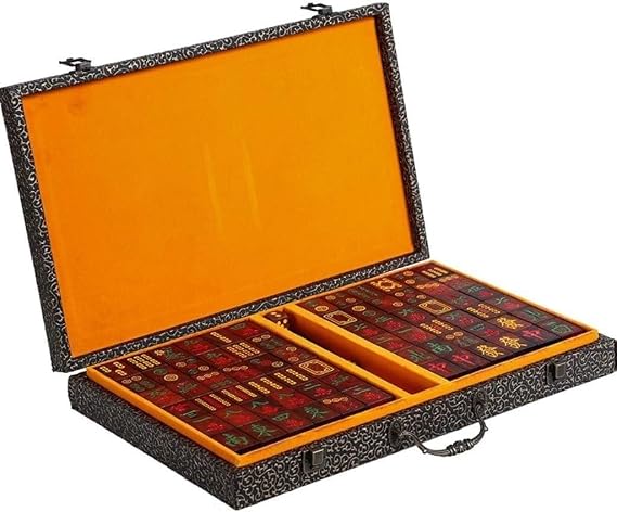 Mahjong Set Games 144 Tiles Multi-color Portable Vintage Mahjong Rare Chinese Toy with Box mahjong tiles