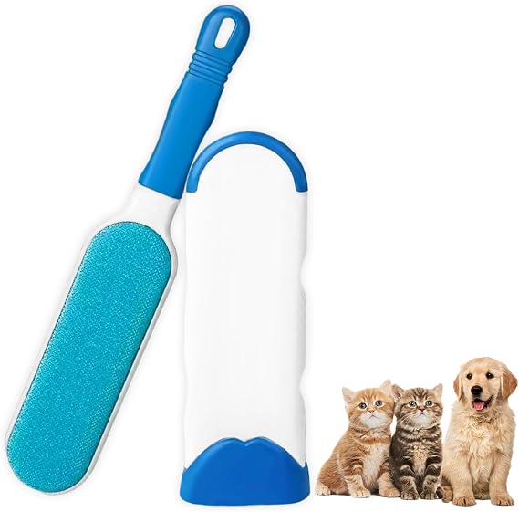 Pet Hair Remover, Clothes Brush for Pet Hair With Self-Cleaning Base, Reusable Fur Magic Pet Hair Remover, Double-Sided Fur Remover for Pet Hair for Dog and Cat