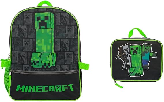 Bioworld Minecraft Backpack with Lunch Box for boys