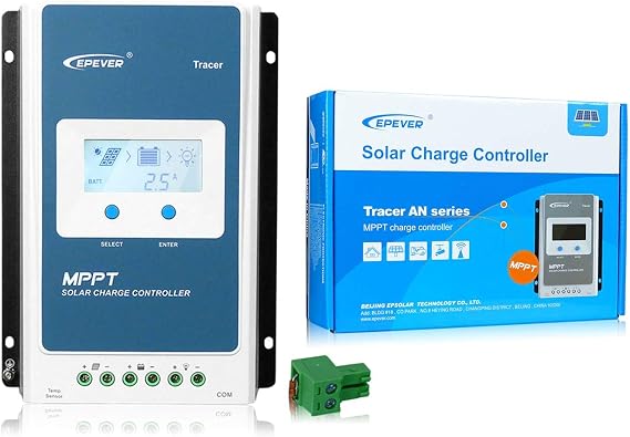 EPEVER 40A MPPT Solar Charge Controller 12V 24V Auto Max Input 100V Charger Controller Common Negative Grounded Solar Panel Regulator for Lead-Acid Lithium AGM Battery (Tracer4210AN)