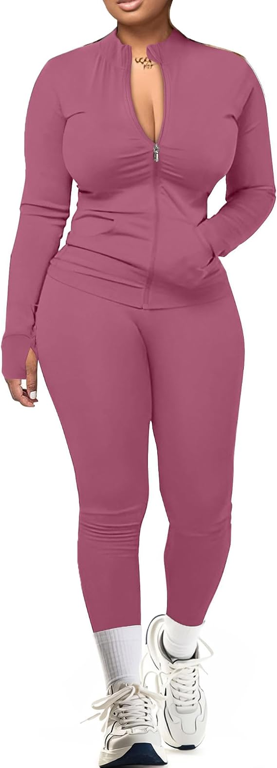 UOUA Workout Set for Women 2 Piece Gym Outfit Athletic Tracksuit