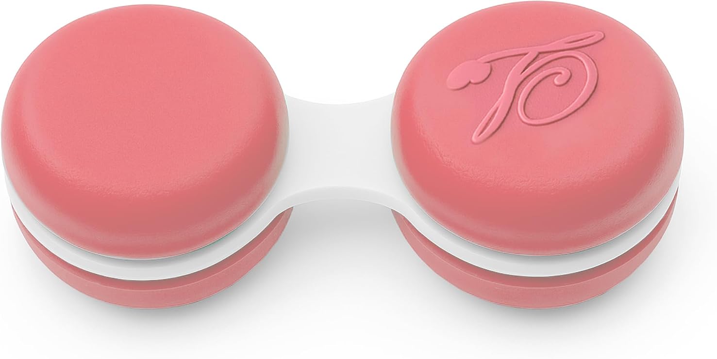 SPORTS WORLD VISION 1PC Pink Macaroon Contact Lens Case | Compact, Portable & Leakproof Contact Lens Holder | Durable, Travel-Friendly Contact Lens Solution Box with Same Color Set