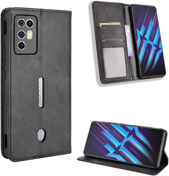 Jielangxin Keji Case for ZTE Nubia Red Magic 6R Case Cover,Case for ZTE Nubia Red Magic 6R NX666J Case PU Leather flip Cover Black