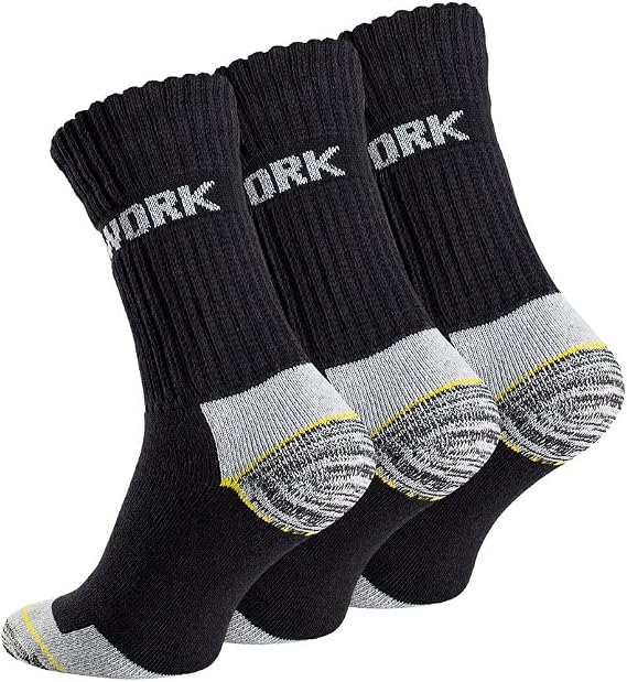 3 Pairs Men's Work Socks, Durable and Breathable