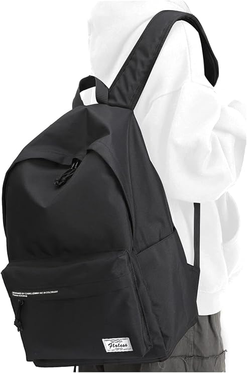 Black Backpack for Men Women, Simple School BackPacks for Teens Gilrs Boys, Cute Book Bag Casual Back Pack Rucksack Lightweight Daypack for laptop 15.6"