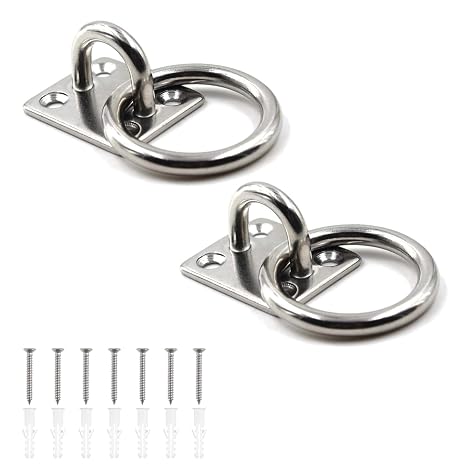 NIYATA 2 PCS Tie Rings on Plate, Horse Tie Up Rings,30mm x 35mm Heavy-Duty Galvanised Tie Rings for Horses,Animal Tether Horse Hay Net Tack Stable Ring Hook for Horse Pony Dog Animal