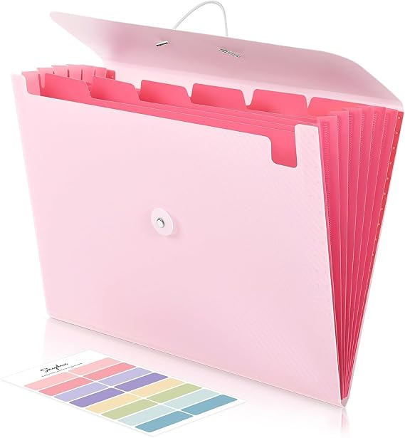 SKYDUE A4 Document Folder Expanding Folder 7 Compartments Folder with Elastic Band Document Organizer/Folder/Organizer for Office Home School