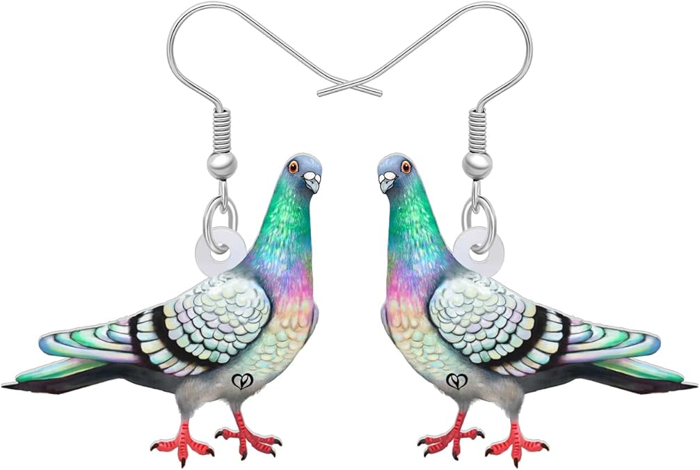 NEWEI Acrylic Colorful Pigeon Earrings Dangle Fashion Animal Birds Jewelry for Women Charms Pigeons Gift