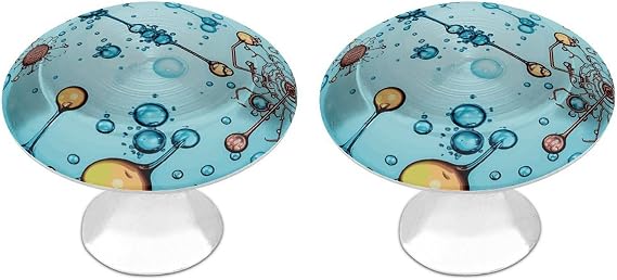 2 Pack Abstraction Biology Chemistry Cabinet Knob Stainless Steel Drawer Pull with Screws Round Cabinet Handle 1.1 Inch Hardware Decorative Knobs for Kitchen Furniture Cupboard