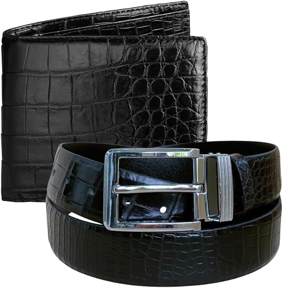 Black Alligator Wallet and Belt Men Gifts Set for Men Christmas for Him Husband Dad Boyfriend Brother Grandpa Son Birthday Father's Day Graduation Gifts