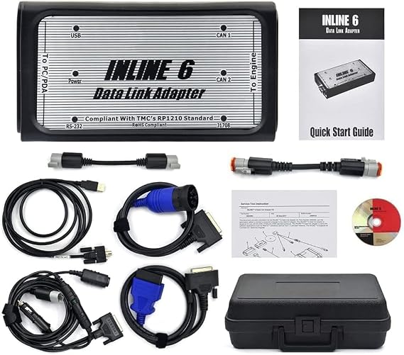Inline 6 Data Link Adapter Full kit Fit for Cummins Engine J1939 J1708 Protocols Aftermarket Tool
