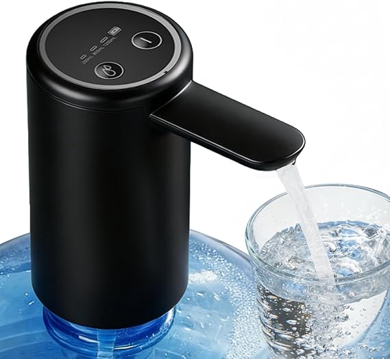 Water Dispenser for 5 Gallon Bottle, USB-C Rechargeable Electric Water Pump, Measured & Continuous Flow, Dual Powerful Motors, Water Jug Pump for Home, Office, Camping, RV