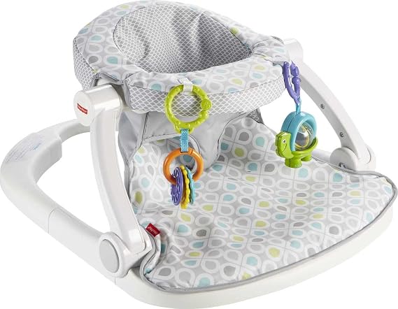 Fisher-Price Portable Baby Chair Sit-Me-Up Floor Seat with Newborn Activity Toys for Developmental Play & Honeydew Drop Machine Washable Pad
