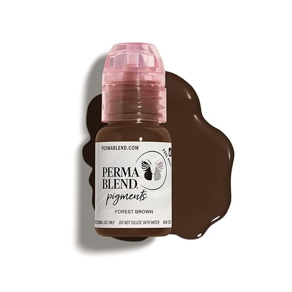 Perma Blend - Forest Brown - Microblading Ink for Permanent Eyeliner - Professional Tattoo Ink - Neutral Medium Brown Tattoo Ink Makeup - Vegan (0.5 oz)