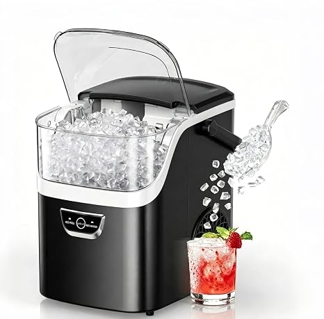 Electactic Nugget Ice Maker Countertop,34Lbs/24H,Ready in 5 Mins,Black