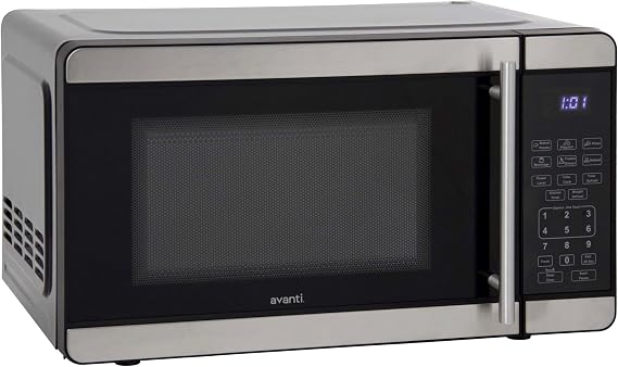 Avanti Microwave Oven 700-Watts Compact with 6 Pre Cooking Settings, Speed Defrost, Electronic Control Panel and Glass Turntable, 0.7-Cu.Ft., Metallic