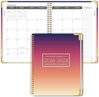 Monthly Planner 2026-2028, 2026-2028 Calendar 36 Months, 8.5 x 11, Jan 2026- Dec 2028,Metal corner protectors with Spiral Bound, 3 Years Academic Planner Perfect for School & Office for Women & Men