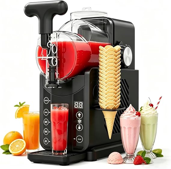 2-in-1 Slushie Machines & Soft Serve Ice Cream Maker, 68oz Small Milk Tea Shop Stalls Household Commercial Dual-purpose Ice Cream Machine Machine Frozen Drink Machine