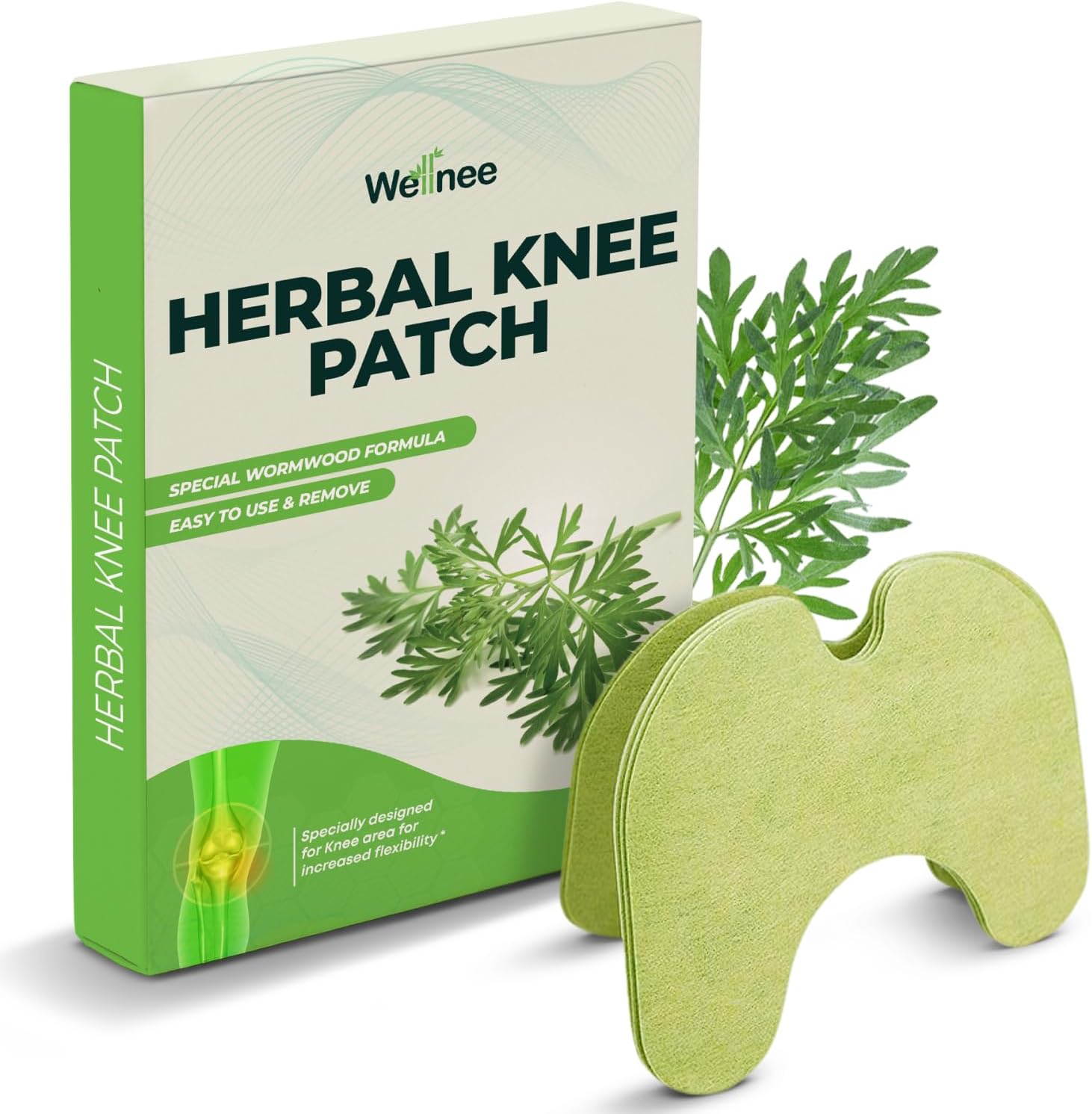 Original Herbal Knee Patch - Wellknee Plaster for Knee Support, Neck and Back - Made with Natural Herbs and Ingredients 10 Pads