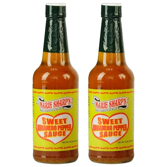 Marie Sharps Sweet Habanero Pepper Sauce,10 oz | Belizean Hot Sauce with Sweet & Spicy Flavor | Perfect for Glazes, Marinades & Dips | All-Natural, No Preservatives [Pack of 2]