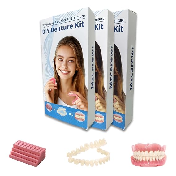 Denture Kit DIY Teeth Temporary Veneers Kit for Women and Men, Tooth Replacement Kit, Crafting Partial or Full Denture,Nature and Comfortable