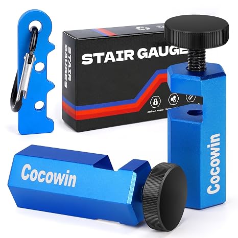 Tall Stair Gauges for Framing Square with Holder and Carabiner Stair guages Knobs Tool for Circular Saw Metal Stair Stringer Layout Tool for Carpentry Squares Stair and Rafter Gauge Clamps