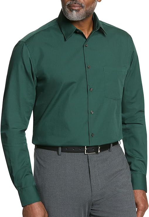 Van Heusen Mens Dress Shirt Regular Fit Poplin Solid