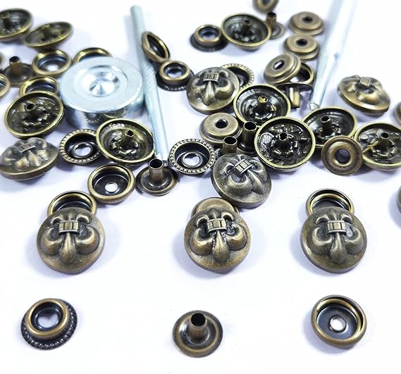WETUFIN Anchor Leather Snap Buttons, 16mm Set of 15 with Tool